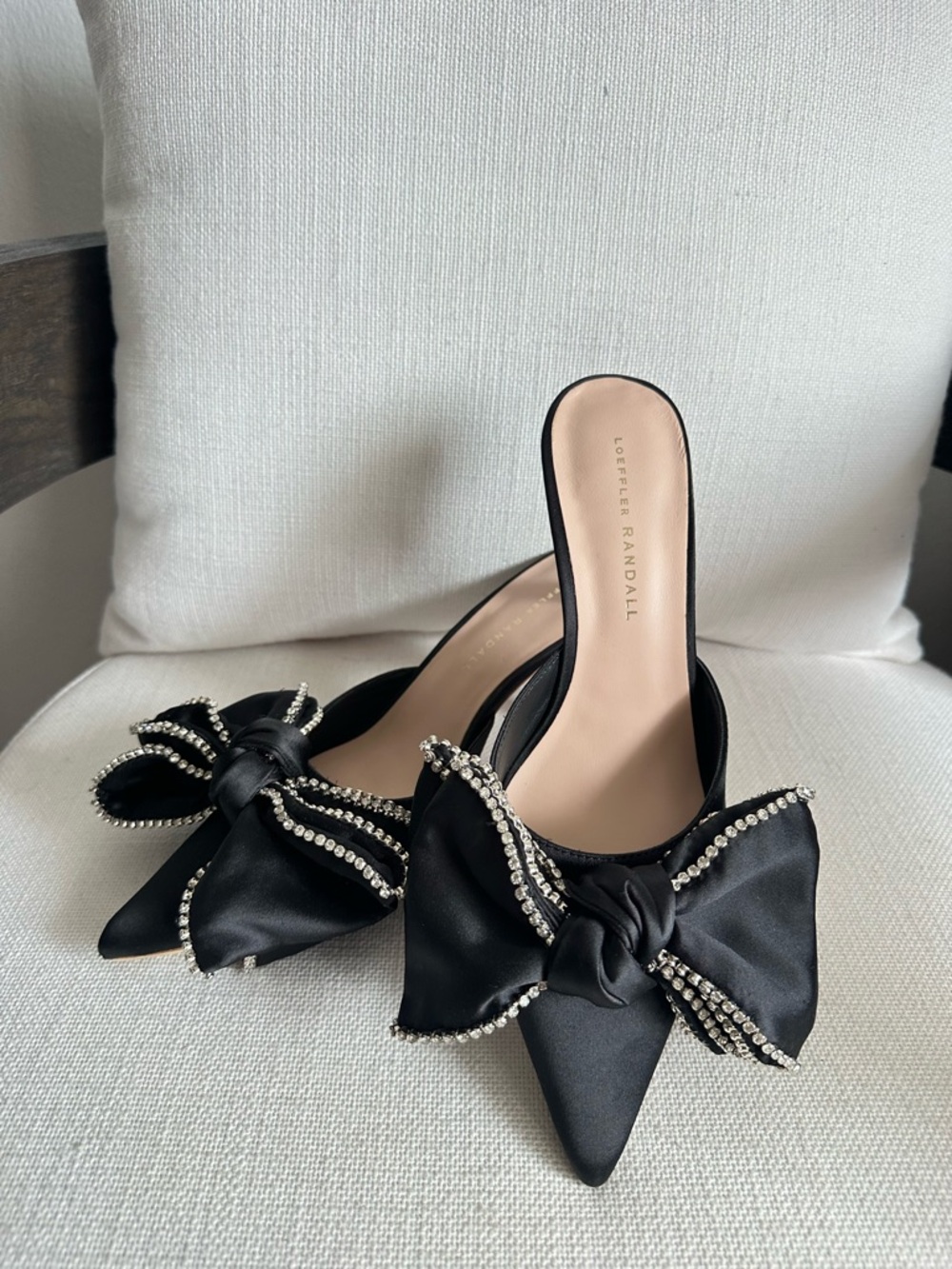 Margot 80MM Crystal-Embellished Bow Mules
